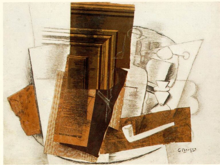 Bottle Newspaper Pipe And Glass Braque